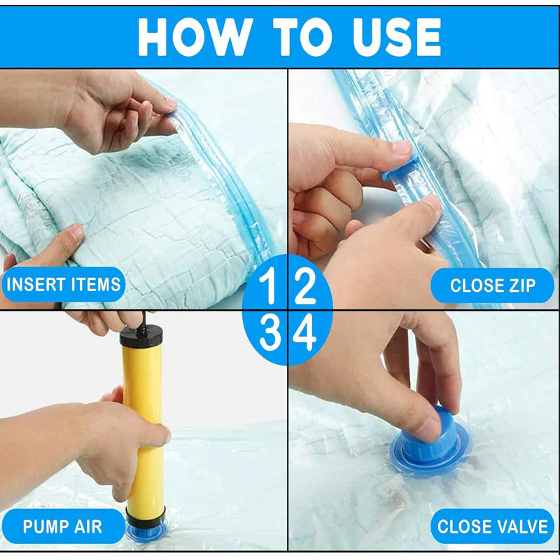 5-Pack Vacuum Storage Bags with Hand Pump.