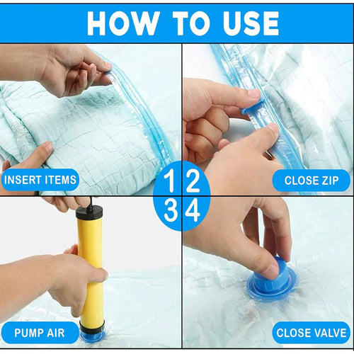 5-Pack Vacuum Storage Bags with Hand Pump.